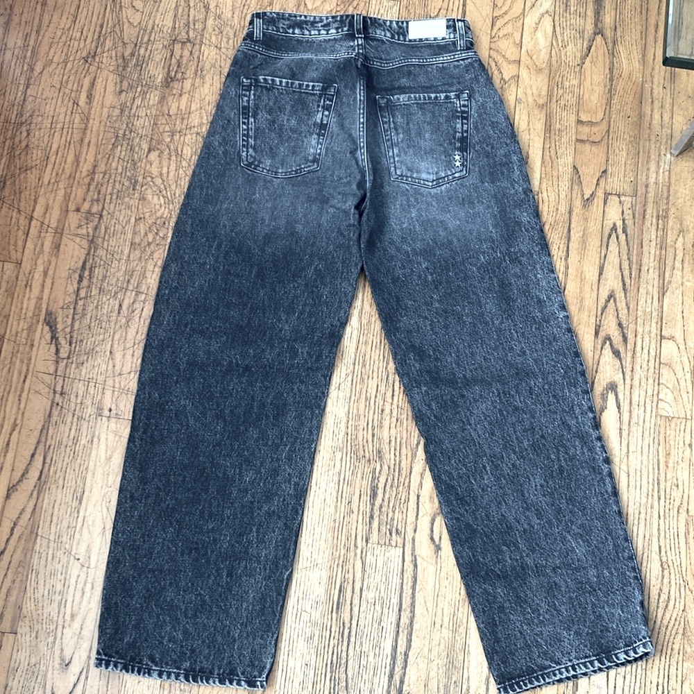 ICON DENIM BEA size 24 boyfriend wide  daddywide leg jeans washed black - Picture 3 of 6